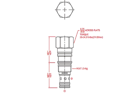 Leistung/Dimension/Schnitt zeichnung von ICKBB Check Valve Pilot-to-Open