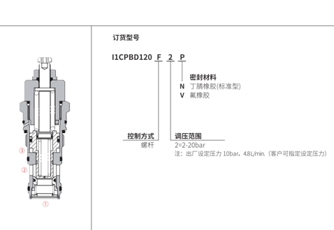 Leistung/Dimension/Schnitt zeichnung des Ausgleichs ventils I1CPBD120F2P