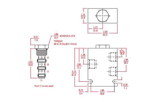 Leistung/Dimension/Schnitt zeichnung von IFD50-45 Flow Divider/Combiner