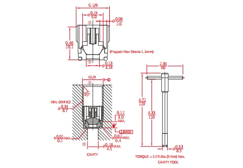 Leistung/Dimension/Schnitt zeichnung von ICV2500-G18 Schraub ventil