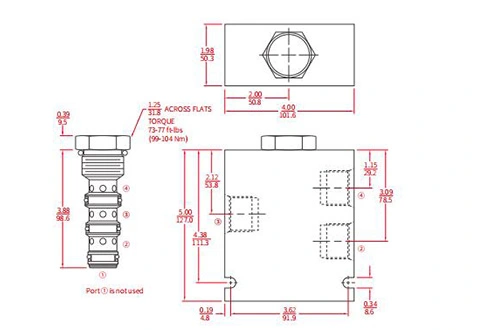 Leistung/Dimension/Schnitt zeichnung von IFD52-45 Flow Divider/Combiner