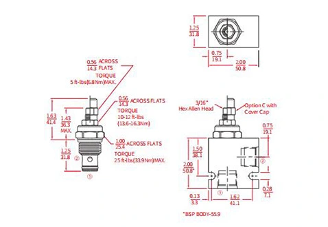 Leistung/Dimension/Schnitt zeichnung des INV10-22 hydraulischen Nadel ventils