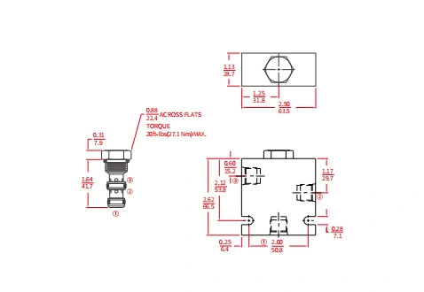 Leistung/Dimension/Schnitt zeichnung von IPC08-30 Pilot-to-Open-Rückschlag ventile