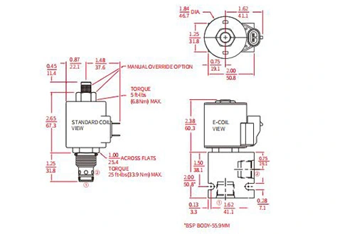 Leistung/Dimension/Schnitt zeichnung der ISV10-24 Spule 2-Wege-N. C. Magnetventil