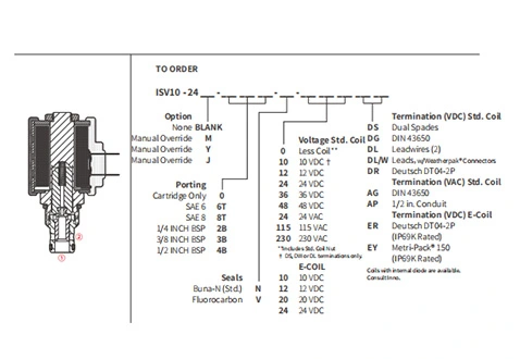 Leistung/Dimension/Schnitt zeichnung der ISV10-24 Spule 2-Wege-N. C. Magnetventil