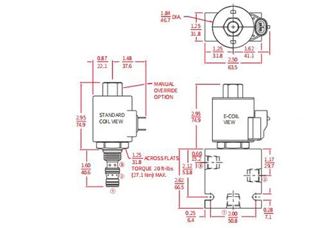 Leistung/Dimension/Schnitt zeichnung der ISV38-38 Spule 3-Wege-2-Position N.C. Magnetventil