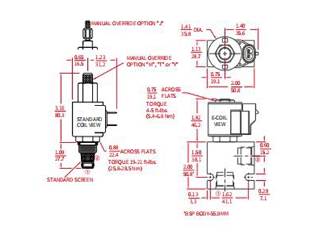 Leistung/Dimension/Schnitt zeichnung von ISP08-20 2-Wege-N. C. Poppet-Ventil